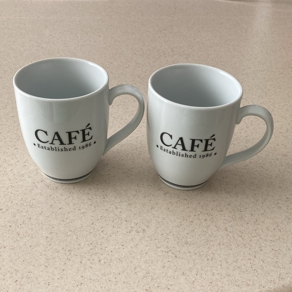 Pottery Barn Set of Two Cafe’ Mugs. New. Never Used. Excellent Condition.